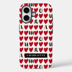 Coque Pour iPhone 16 Styliste Sweet Heart Motif Monogramme coque iphone