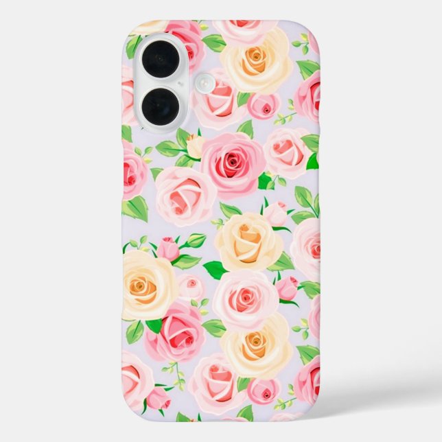 Coque Pour iPhone 16 Superbe rose blanche roses Coque-Mate coque iphone (Verso)