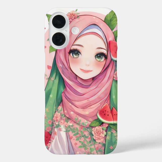 Coque Pour iPhone 16 Sweet Watermelon Girl - Cute Anime iPhone 15 Coque (Verso)