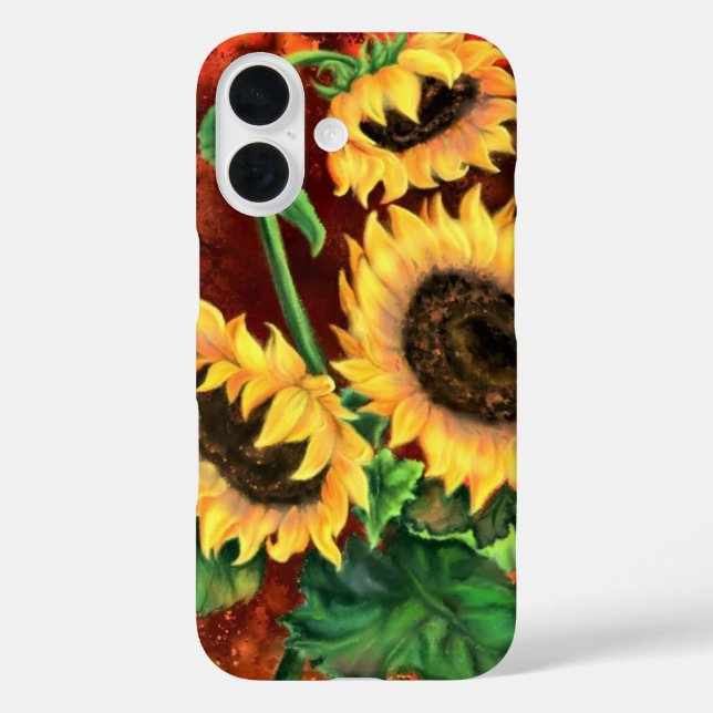 Coque Pour iPhone 16 Tableau coque iphone des trois tournesols (Verso)