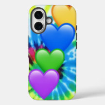 Tie Dye Hearts iPhone 16 Coque