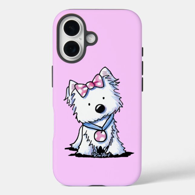 Coque Pour iPhone 16 Westie Dot Girlie Chien coque iphone (Verso)