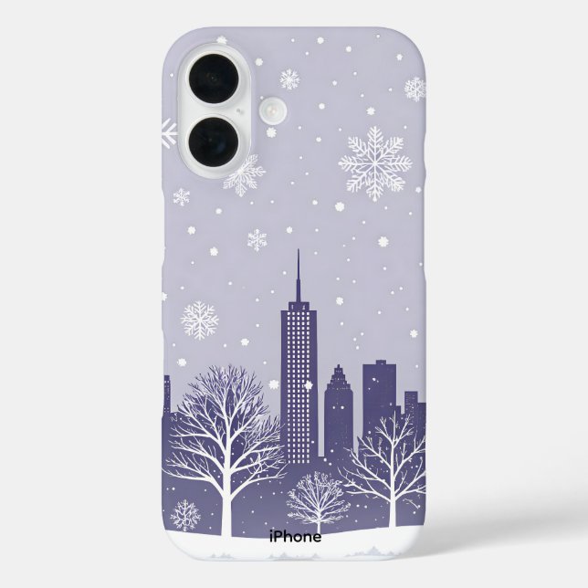 Coque Pour iPhone 16 Winter City Snowflake iPhone 16 Coque (Verso)