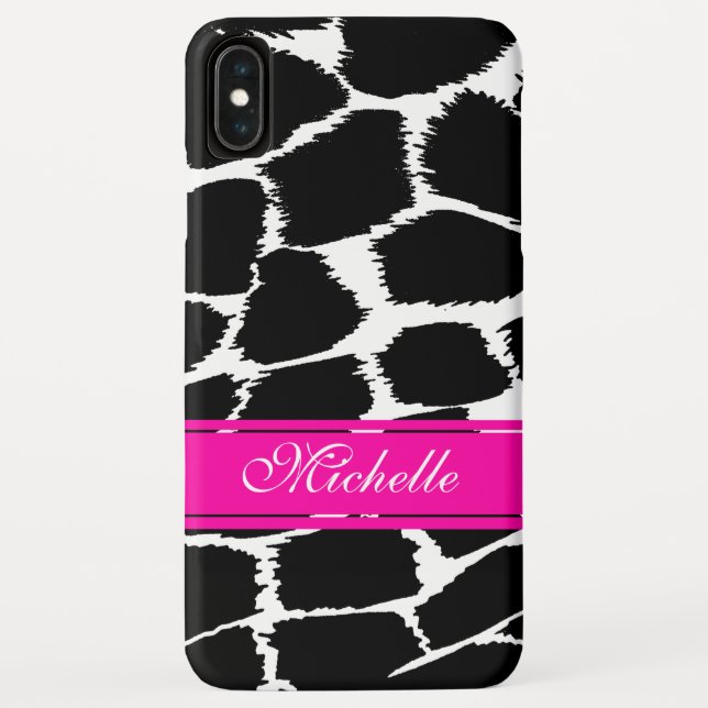 Coque Pour iPhone XS Max coque iphone poster de animal noir, blanc et rose (Dos)