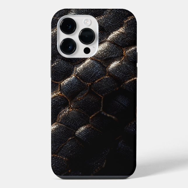 Coque Pour Pour iPhone 14 Pro Max Coque iphone en cuir noir (Verso)