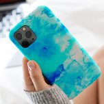 Coque Pour Pour iPhone 14 Pro Max Eté bleu marine moderne peint à la main aquarelle<br><div class="desc">Une aquarelle d'été cool,  lumineuse et moderne peinte à la main bleu foncé et clair</div>