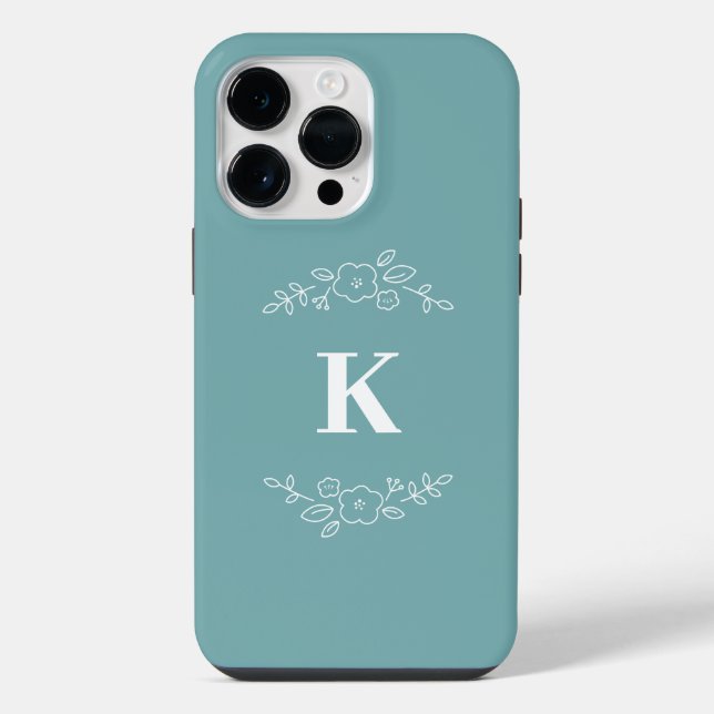Coque Pour Pour iPhone 14 Pro Max monogramme floral blanc iPhone / coque ipad (Verso)