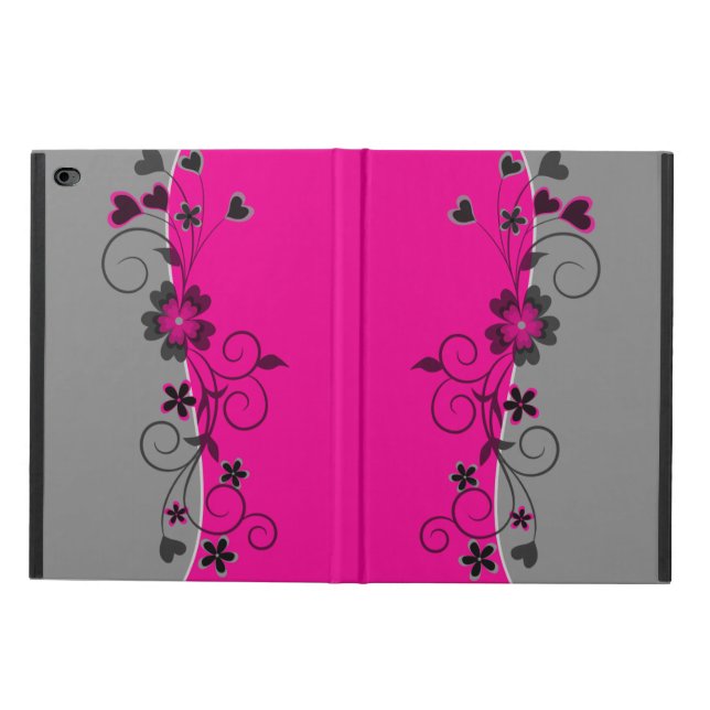Coque Powis iPad Air 2 Les fleurs et les coeurs tourbillonnants argentés (Extérieur)