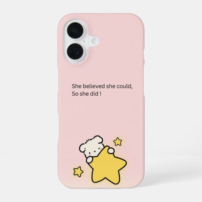 Coque Rose Mignon pour iPhone 16 – Motivationnelle (Verso)