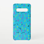 Coque Samsung Galaxy S10 1980 Memphis Style bleu clair rose jaune rétro<br><div class="desc">Disposez-vous avec cette mallette funky,  avec ses carreaux bleu vif,  rose chaud,  noir et jaune,  ses triangles,  ses diamants et ses cercles.</div>