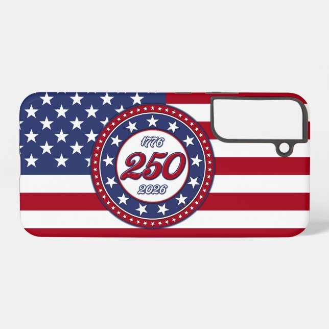 Coque Samsung Galaxy 250e anniversaire d'Amérique avec le drapeau améri (Verso Horizontal)