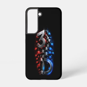 Coque Samsung Galaxy 3D Métallique Minimaliste - Cubes Rouges et Bleus
