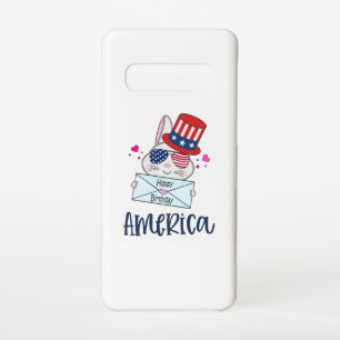 Coque Samsung Galaxy S10 4 juillet lapin avec les Etats-Unis Drapeau lunett