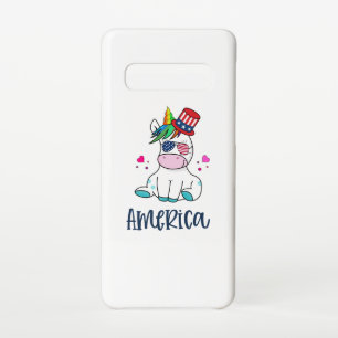 Coque Samsung Galaxy S10 4 juillet Unicorne avec les États-Unis Drapeau lun
