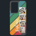 Coque Samsung Galaxy 4 Photo Retro bande motif arc-en-ciel - Nom du scr<br><div class="desc">Ajoutez 4 photos à ce design de bande de film avec un arrière - plan coloré. Un design rayé coloré et rétro avec un arrière - plan gris foncé. Les rayures sont rouge, orange, jaune, vert et bleu clair. Ajoutez votre nom ou votre monogramme pour en faire un coque personnel...</div>