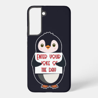 Coque Samsung Galaxy A penguin holding a sign with custom text