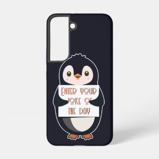 Coque Samsung Galaxy A penguin holding a sign with custom text
