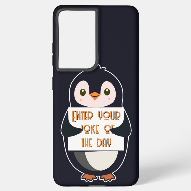 Coque Samsung Galaxy A penguin holding a sign with custom text (Verso)