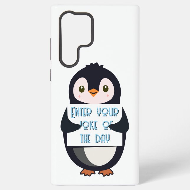 Coque Samsung Galaxy A penguin holding a sign with custom text (Verso)