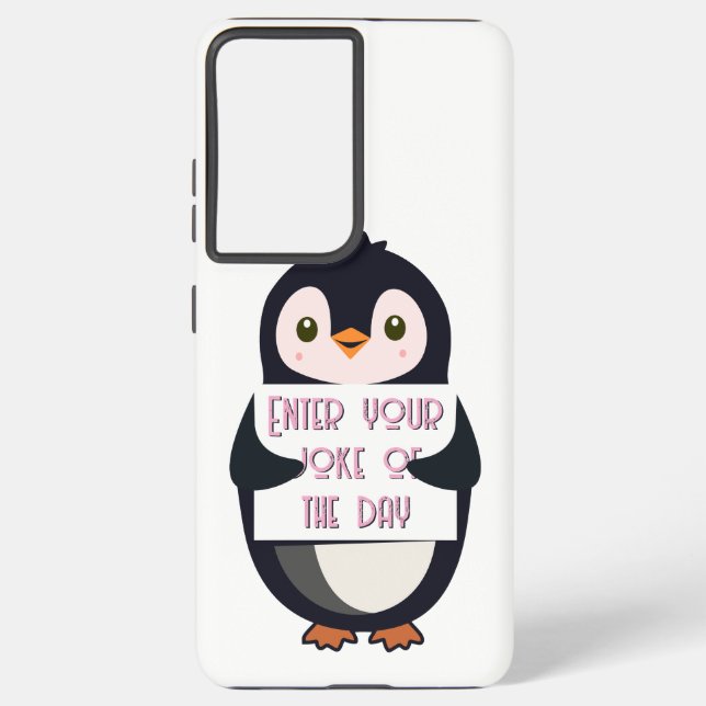 Coque Samsung Galaxy A penguin holding a sign with custom text (Verso)