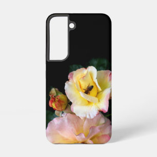 Coque Samsung Galaxy Abeille sur roses rose jaune Fleurs
