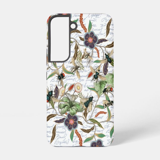 Coque Samsung Galaxy Abeilles et fleurs Vintages (Verso)