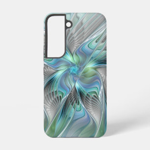 Coque Samsung Galaxy Abstrait Bleu Vert Papillon Imaginaire Fractal Art