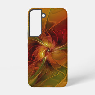 Coque Samsung Galaxy Abstrait Rouge Orange Brown Vert Fractal Art Flowe