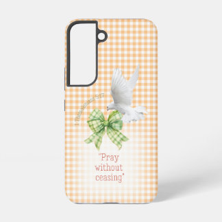 Coque Samsung Galaxy Adorable Orange Check Green Bow Dove Christian
