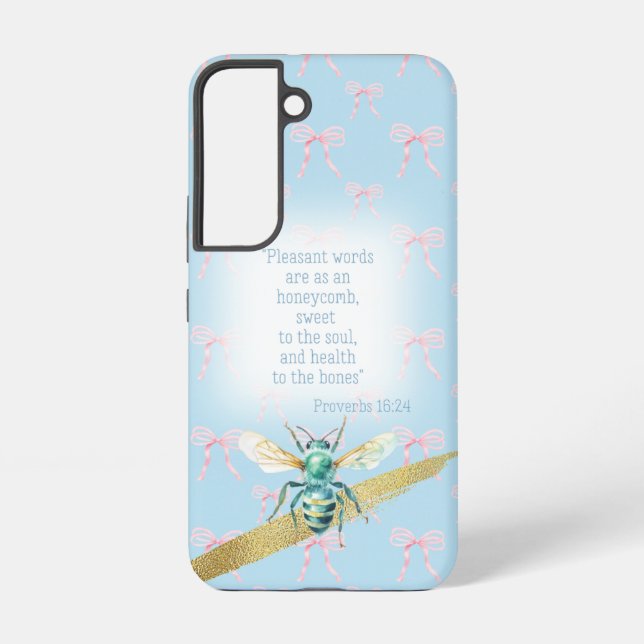Coque Samsung Galaxy Adorable Pastel Blue Pink Bow Faith Turquoise Bee (Verso)