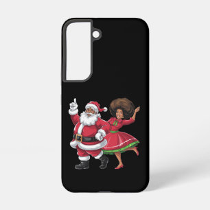 Coque Samsung Galaxy African Père Noël Mme Claus Dansant Noël américain