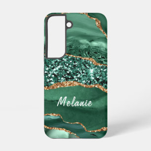 Coque Samsung Galaxy Agate Green Gold Parties scintillant Marbre Votre