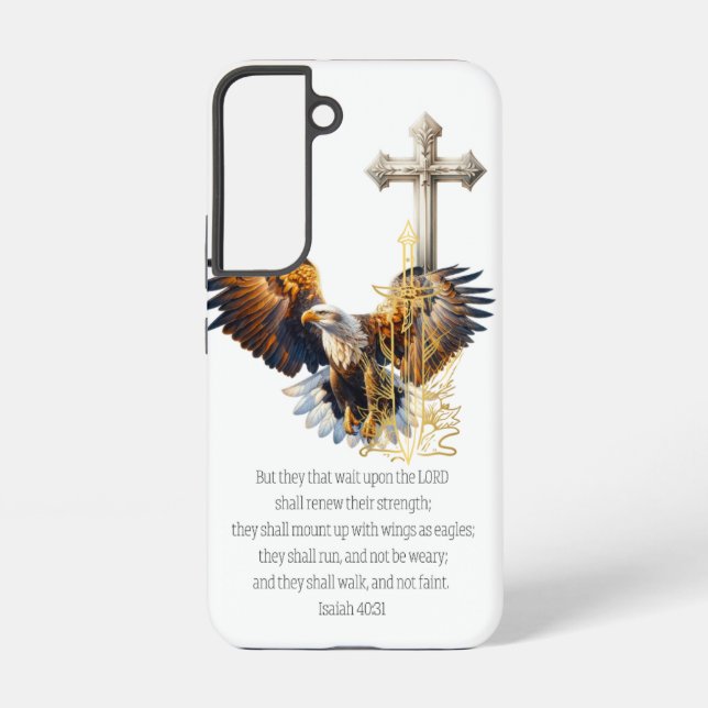 Coque Samsung Galaxy Aigle de l'Écriture Tendance Épée Or Croix Beige (Verso)