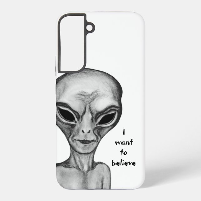 Coque Samsung Galaxy Alien gris, je veux croire (Verso)