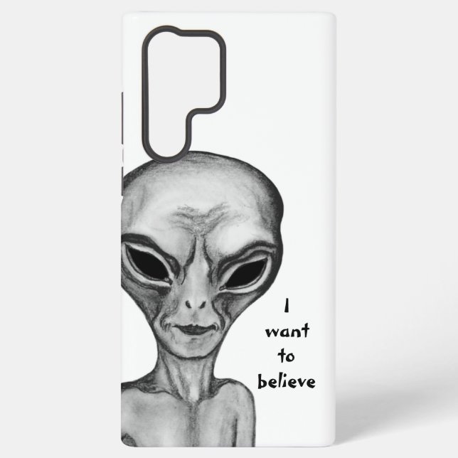 Coque Samsung Galaxy Alien gris, je veux croire (Verso)