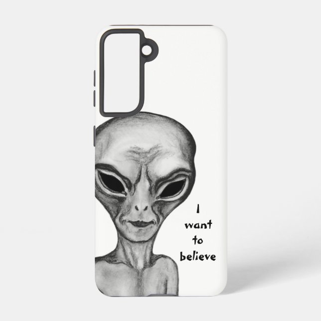 Coque Samsung Galaxy Alien gris, je veux croire (Verso)