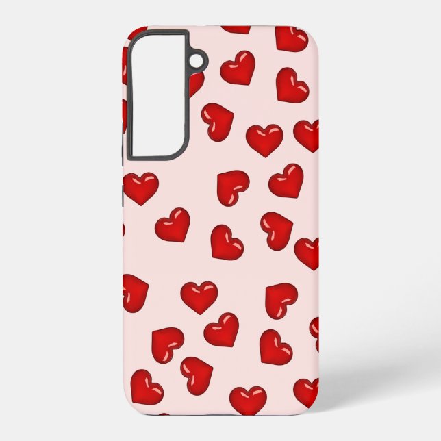 Coque Samsung Galaxy Amateurs élégants Coeur rouge motif sur Rose doux (Verso)
