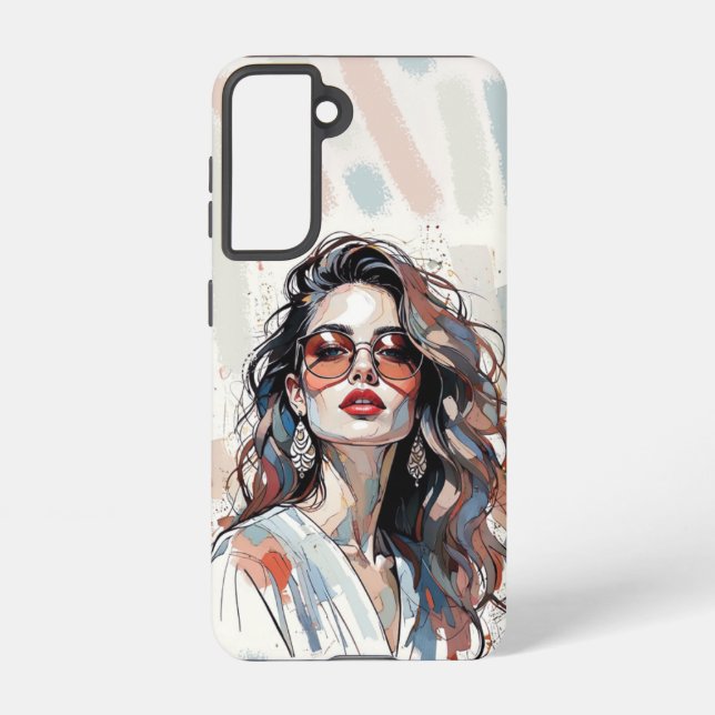 Coque Samsung Galaxy AMITA | Soft Pastel Art Woman Phone Cases (Verso)