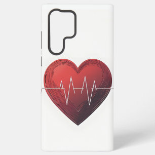 Coque Samsung Galaxy Amour au rythme cardiaque Cœur rouge – Minimaliste