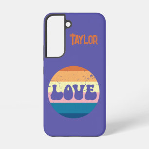 Coque Samsung Galaxy Amour Rétro Typographie sur Rayures de Coucher de 