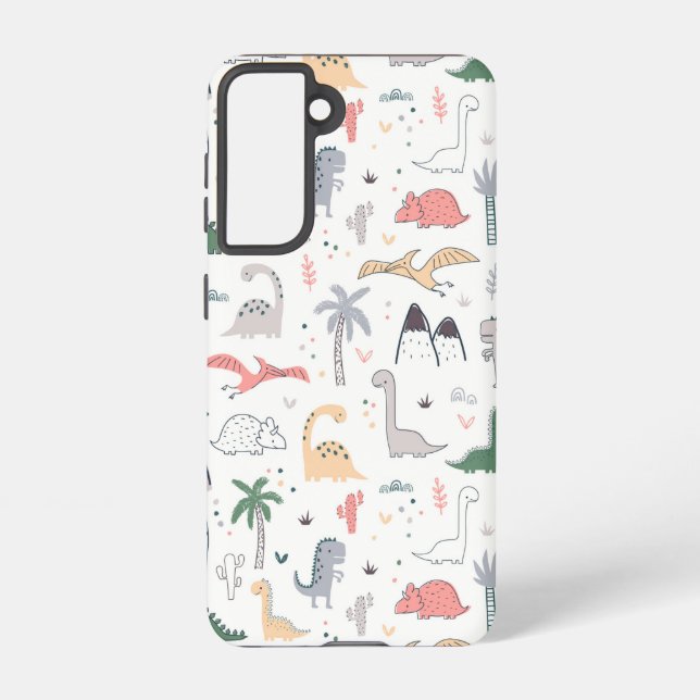 Coque Samsung Galaxy Amusant Pastel Dinosaur Motif de scène (Verso)