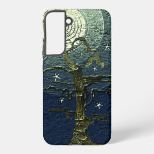 Coque Samsung Galaxy Ancien arbre filaire Lune et étoiles