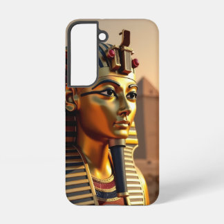Coque Samsung Galaxy Ancient Egyptian King Tut Gold Mask with Pyramids