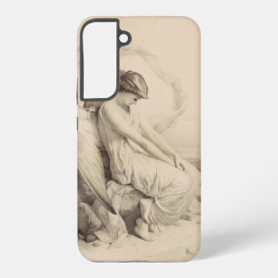Coque Samsung Galaxy ange chrétien assis sur une pierre