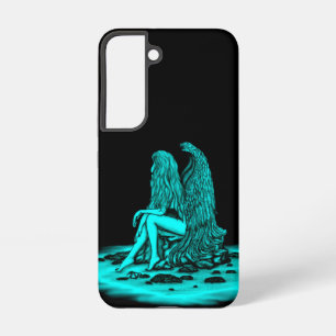 Coque Samsung Galaxy Ange , perdu dans ses pensées , Design noir et ver