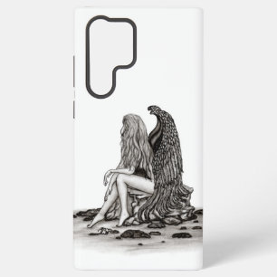 Coque Samsung Galaxy Angel, perdu dans la pensée, noir et blanc Design