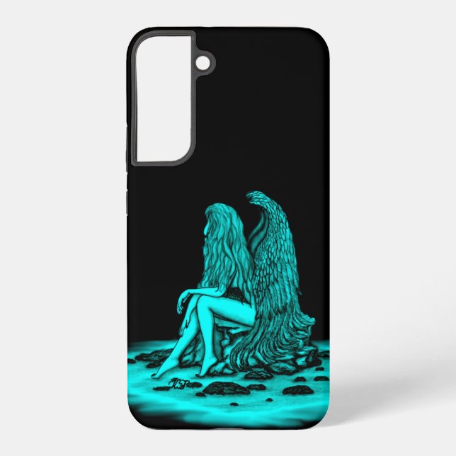 Coque Samsung Galaxy Angel, perdu dans la pensée, noir et vert Design (Verso)