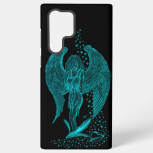 Coque Samsung Galaxy Angel perdu en amour, noir et vert Design