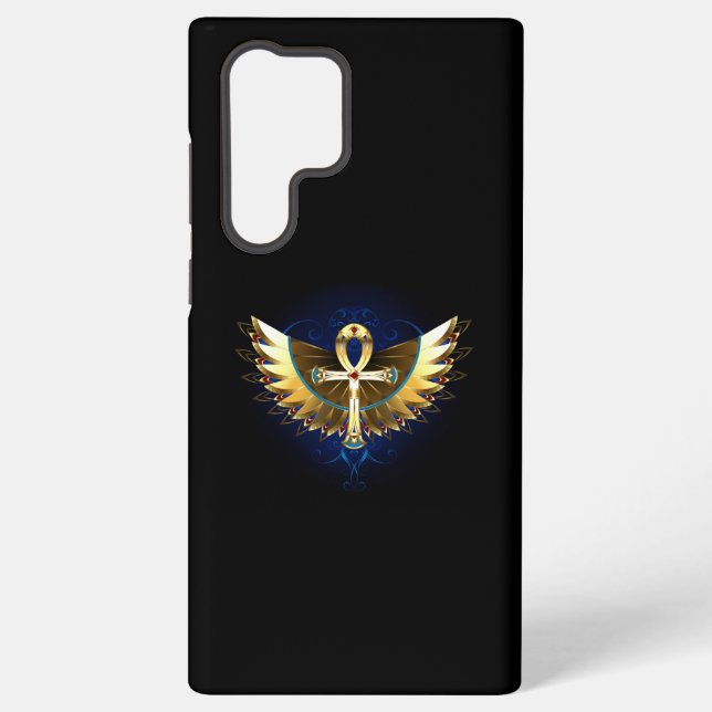 Coque Samsung Galaxy Ankh or avec ailes (Verso)