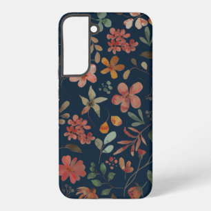 Coque Samsung Galaxy Antique aquarelle Imprimer floral sur marine
